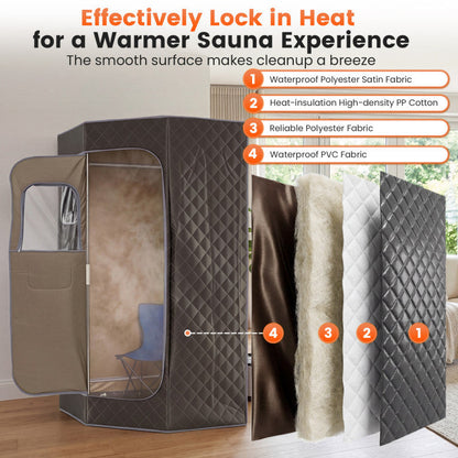 3L Portable Steam Sauna for Home Fast-Heat with 9-Level Remote Control and Folding Chair