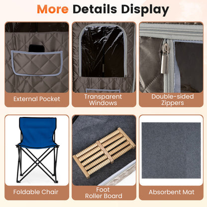 3L Portable Steam Sauna for Home Fast-Heat with 9-Level Remote Control and Folding Chair
