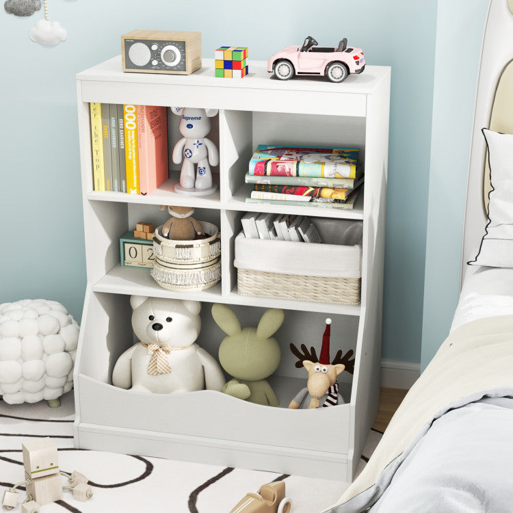 3-Tier kids Multi-Functional Bookcase with 5 Open Storage Compartments