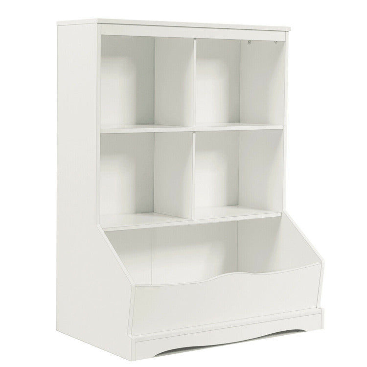 3-Tier kids Multi-Functional Bookcase with 5 Open Storage Compartments