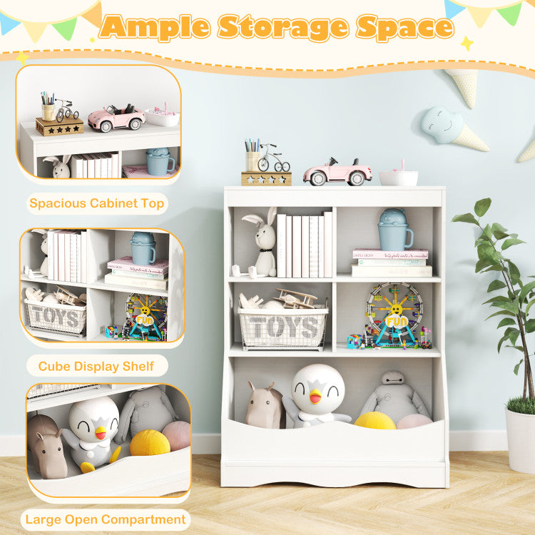 3-Tier kids Multi-Functional Bookcase with 5 Open Storage Compartments