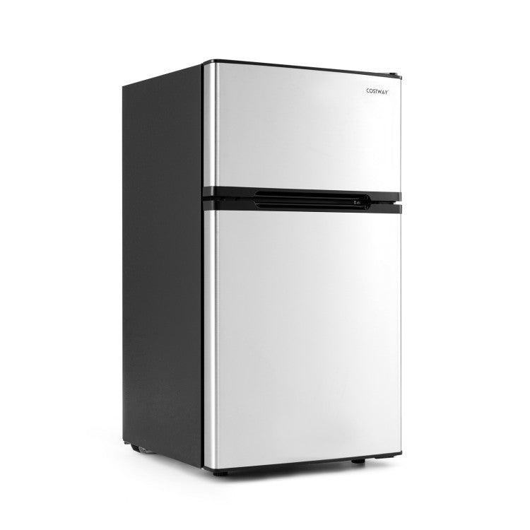 3.2 Cu.Ft Mini Fridge with Freezer Double Door Small Refrigerator with Adjustable Thermostat