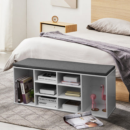 10-Cube Organizer Shoe Storage Bench with Cushion for Entryway
