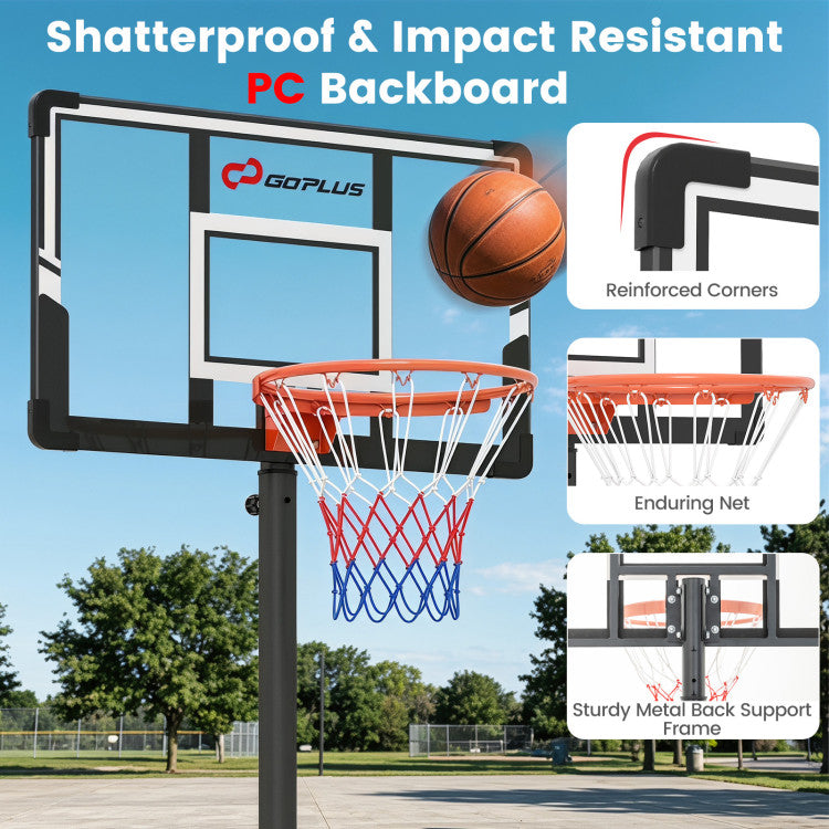 3.3-10 Feet Portable Basketball Hoop Adjustable with Base and Wheels