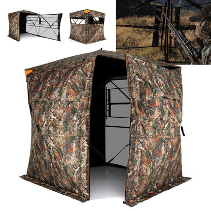 3-4 Person Hunting Blind 270° See-Through Pop-up Ground Blind with Full-Open Swing Door