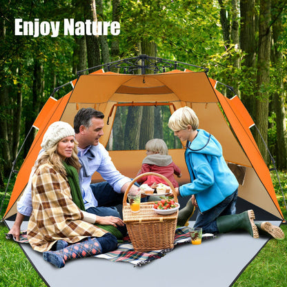 3-4 Person Easy Pop-Up Beach Tent UPF 50+ Portable Sun Shelter