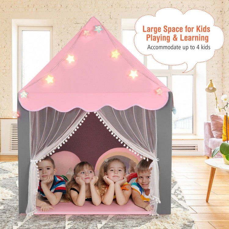 Kids Playhouse Tent with Star Lights and Mat
