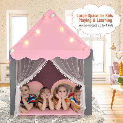 Kids Playhouse Tent with Star Lights and Mat