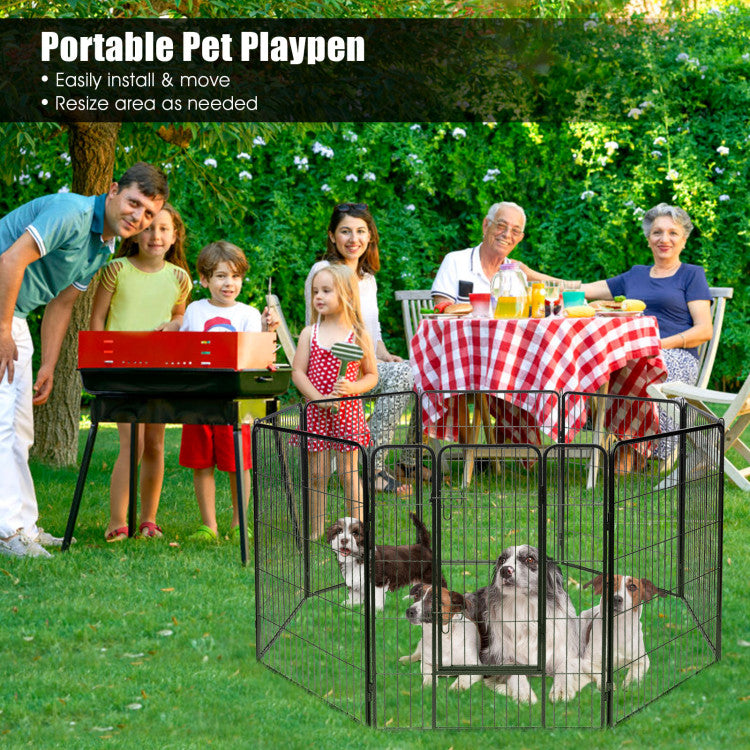 8 Metal Panel Heavy Duty Pet Playpen Dog Fence with Door