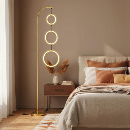 3-Circle Dimmable LED Floor Lamp with Foot Pedal Switch 3 Color Temperatures