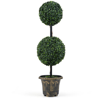 3 FT Artificial Boxwood Topiary Tree Double Ball Shrubs