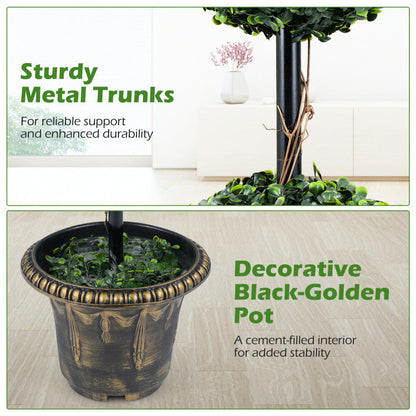 3 FT Artificial Boxwood Topiary Tree Double Ball Shrubs