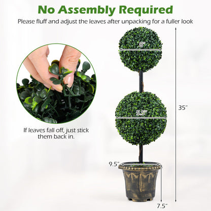 3 FT Artificial Boxwood Topiary Tree Double Ball Shrubs
