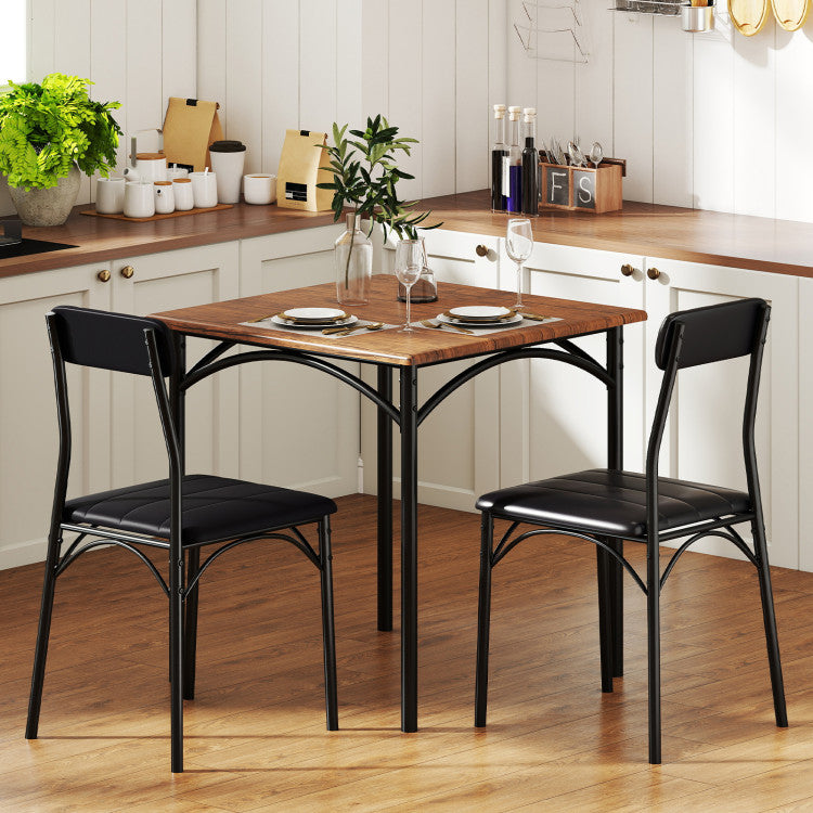 3-Piece Dining Table Set Square Kitchen Table and 2 Chairs for Dining Room