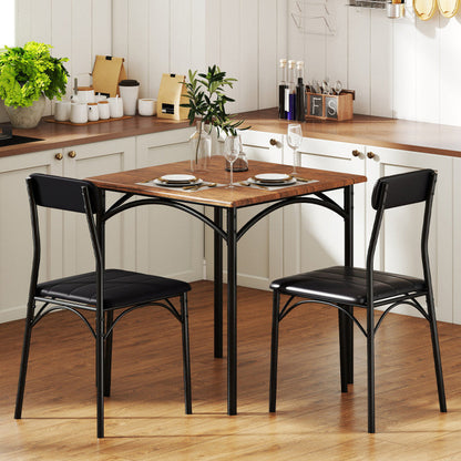 3-Piece Dining Table Set Square Kitchen Table and 2 Chairs for Dining Room