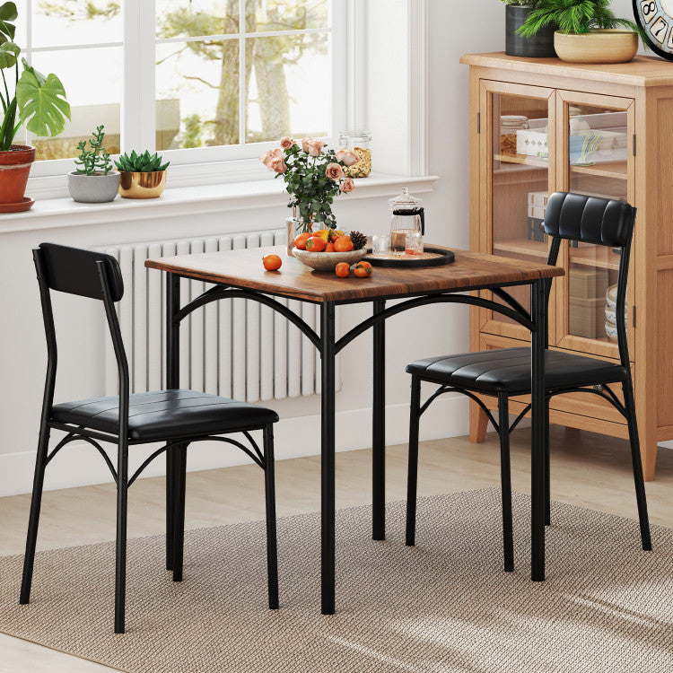3-Piece Dining Table Set Square Kitchen Table and 2 Chairs for Dining Room