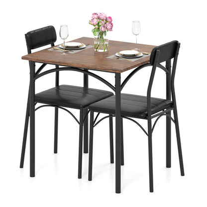3-Piece Dining Table Set Square Kitchen Table and 2 Chairs for Dining Room