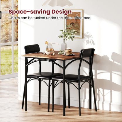 3-Piece Dining Table Set Square Kitchen Table and 2 Chairs for Dining Room