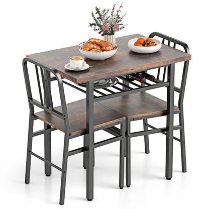 3-Piece Dining Table Set with Rectangular Kitchen Table and 2 Chairs