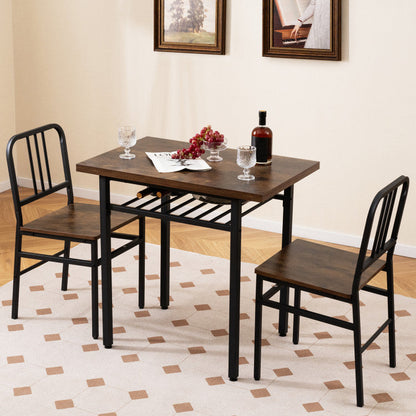 3-Piece Dining Table Set with Rectangular Kitchen Table and 2 Chairs