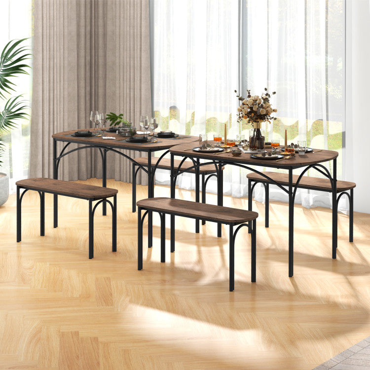 3-Piece Dining Table Set for 4 with Metal Frame
