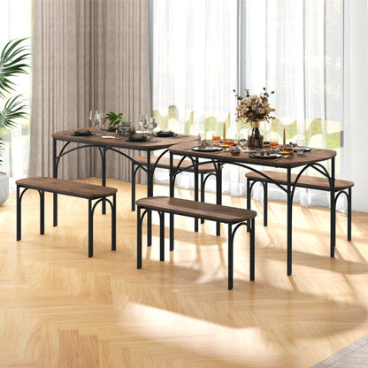 3-Piece Dining Table Set for 4 with Metal Frame