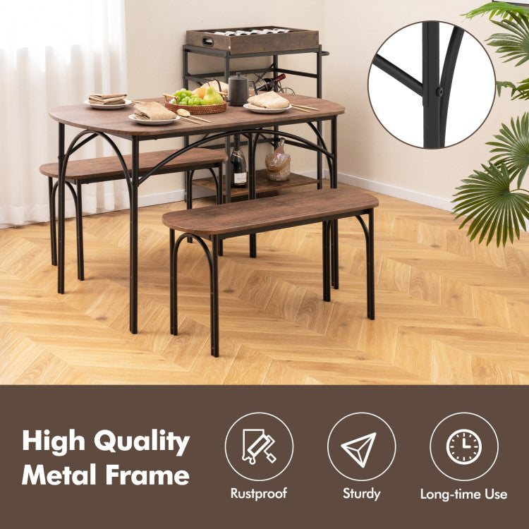 3-Piece Dining Table Set for 4 with Metal Frame