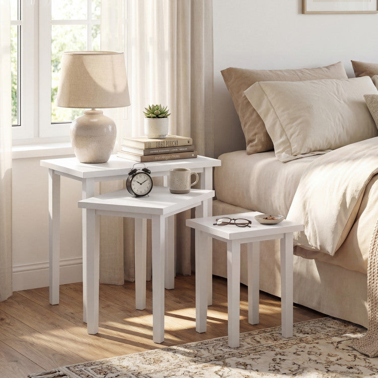 3-Piece Farmhouse Rectangle Side Table Set for Living Room