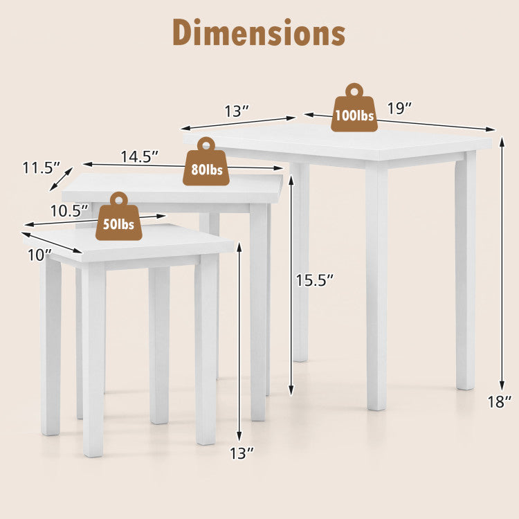 3-Piece Farmhouse Rectangle Side Table Set for Living Room
