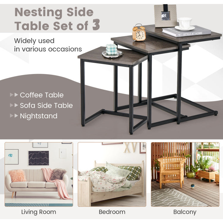 3 Pieces Multifunctional Coffee End Table Set