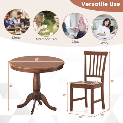 3 Pieces Wooden Dining Table and Chair Set for Cafe Kitchen Living Room