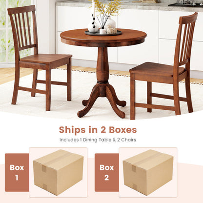 3 Pieces Wooden Dining Table and Chair Set for Cafe Kitchen Living Room