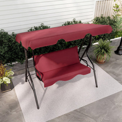 3 Seat Outdoor Patio Canopy Swing with Cushioned Steel Frame