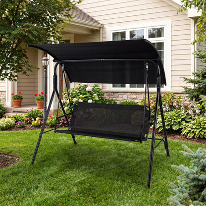 3-Seat Outdoor Patio Swing Chair with Breathable Mesh Fabrics