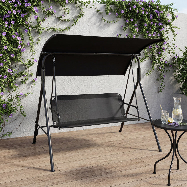 3-Seat Outdoor Patio Swing Chair with Breathable Mesh Fabrics