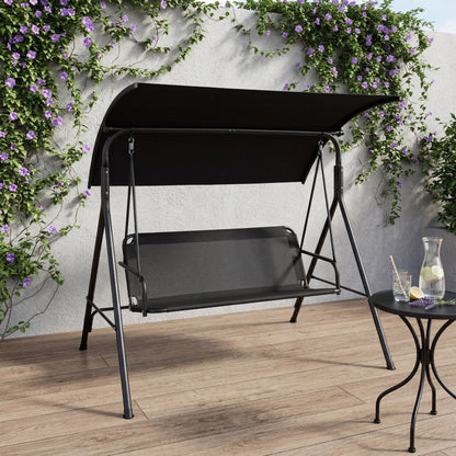 3-Seat Outdoor Patio Swing Chair with Breathable Mesh Fabrics