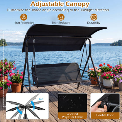 3-Seat Outdoor Patio Swing Chair with Breathable Mesh Fabrics
