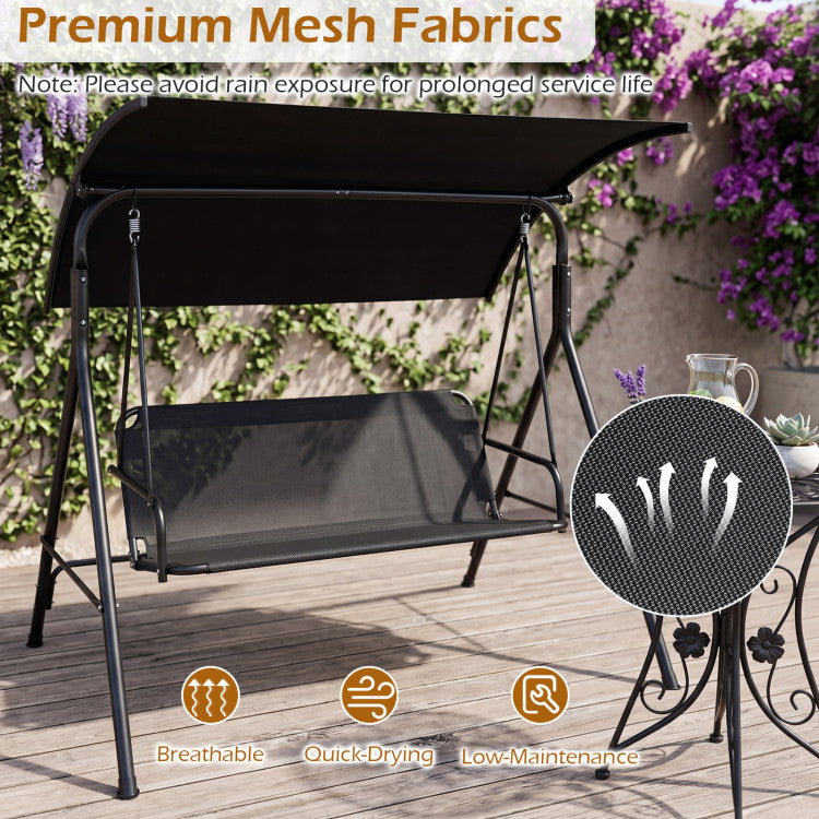 3-Seat Outdoor Patio Swing Chair with Breathable Mesh Fabrics