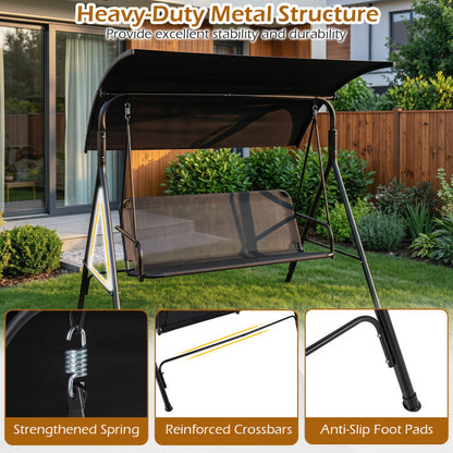 3-Seat Outdoor Patio Swing Chair with Breathable Mesh Fabrics