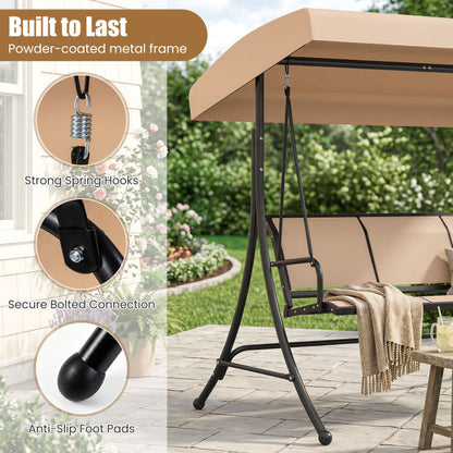 3-Seat Patio Swing Chair with Adjustable Canopy