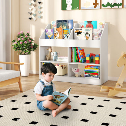 3-Tier Kid's Bookshelf Toy Storage Organizer with Display Rack and 4 Compartments