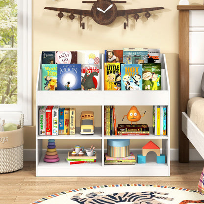 3-Tier Kid's Bookshelf Toy Storage Organizer with Display Rack and 4 Compartments