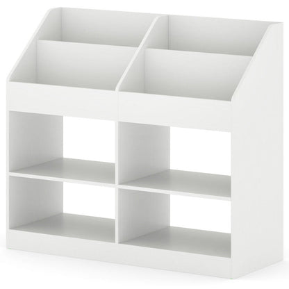 3-Tier Kid's Bookshelf Toy Storage Organizer with Display Rack and 4 Compartments