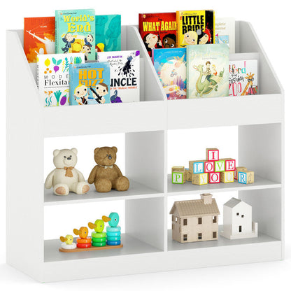 3-Tier Kid's Bookshelf Toy Storage Organizer with Display Rack and 4 Compartments