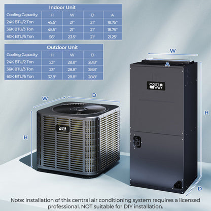 3 Ton 19 SEER2 High-Performance Heat Pump System (Operates down to 5°F)