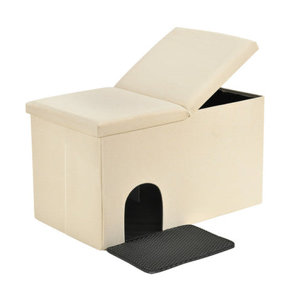 3-in-1 Cat Litter Box Enclosure with Removable & Movable Divider for Pets