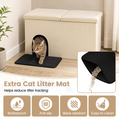 3-in-1 Cat Litter Box Enclosure with Removable & Movable Divider for Pets