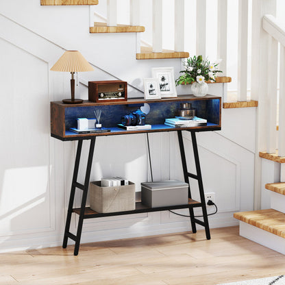 40" Console Table with Charging Station and LED Lights