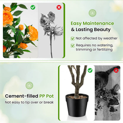 40 Inch Artificial Camellia Tree with 37 Flowers and River Stones in Pot