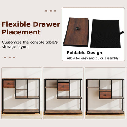 40 Inch Console Table Behind Sofa Couch with Storage